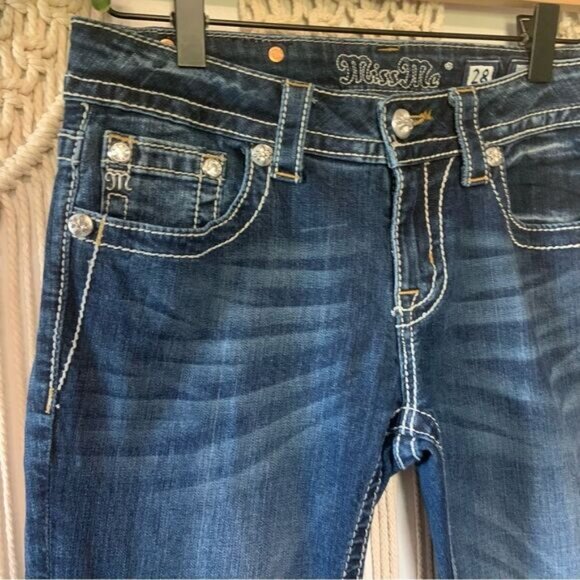 MISS ME Women’s Peace Sign Embellished JY5949BD Bootcut Jeans Size 28 - Picture 6 of 16